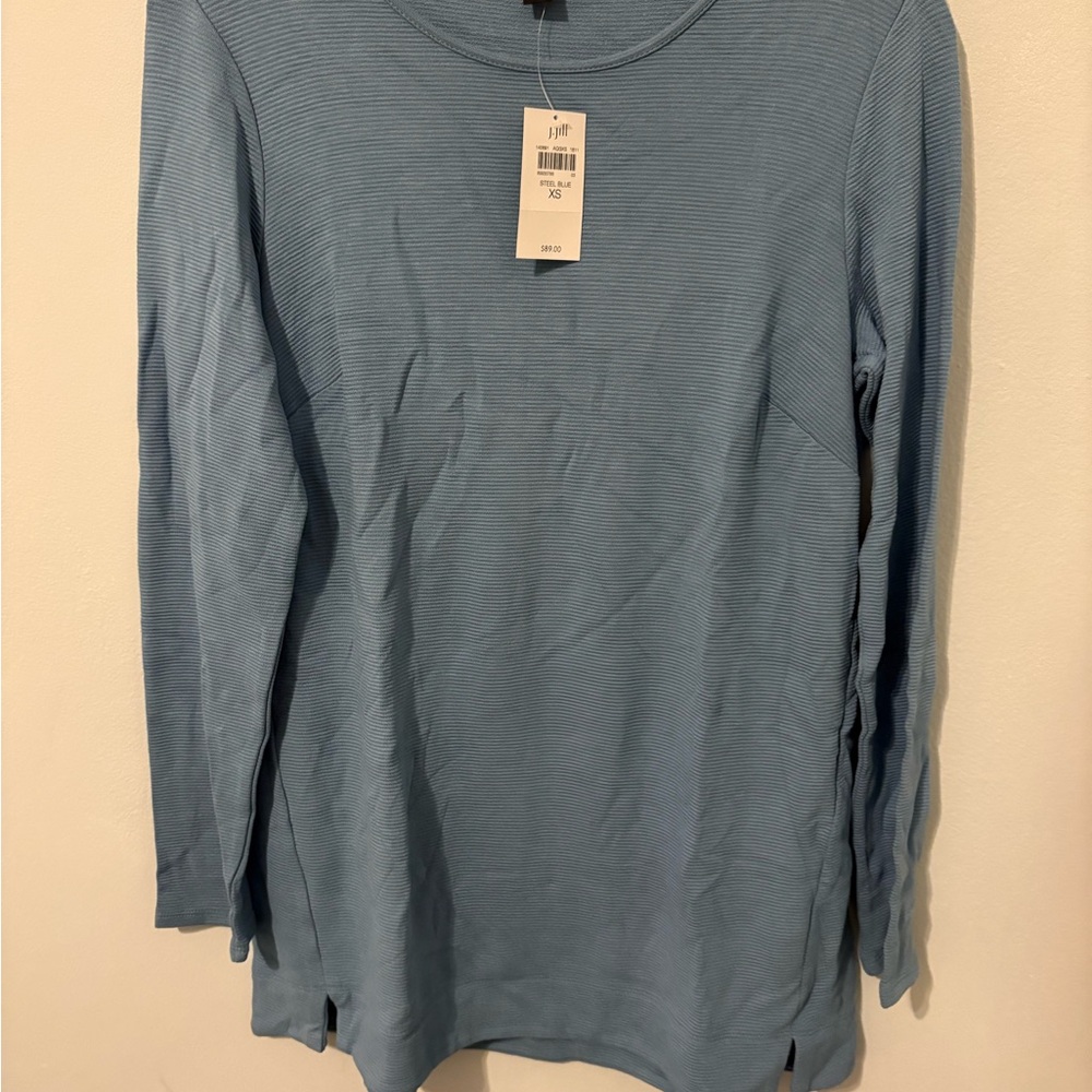 NWT Women's Blue Ribbed Long Sleeve Top